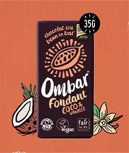 Chocolat fondant Coco Vanille Ombar, 35 g